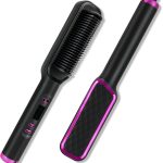 فرشاة فرد الشعر الاحترافية الاحترافية الاحترافية المضادة للحروق لتصفيف الشعر 2 في 1 مع طلاء نانو تيتانيوم للحصول على حرارة متساوية، ادوات شعر احترافية مضادة للحروق لتصفيف الشعر بالمقابس القياسية