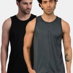 سترات رياضية نصف كم للرجال من فيوزفيت بقصة عادية مناسبة لصالة الالعاب الرياضية والتدريب (عبوة من قطعتين)