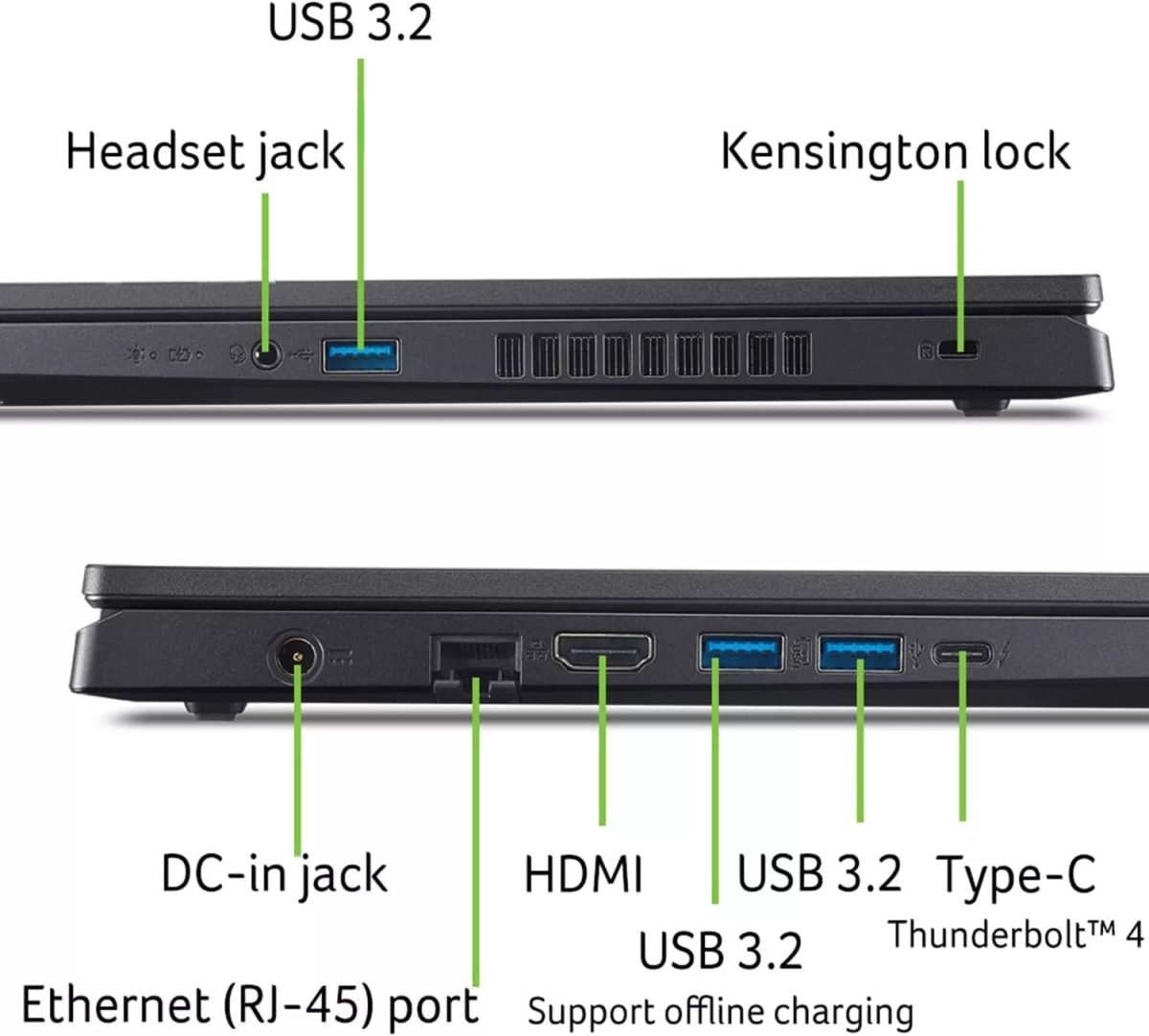 ⁦ايسر لابتوب العاب نيترو في 15 2024، شاشة 15.6 انش FHD IPS 144Hz، انتل الجيل 13 i7-13620H حتى 4.90GHz، جيفورس RTX 4060، 64GB DDR5، 1TB SSD، كيبورد باضاءة خلفية، واي فاي 6، ويندوز 11 برو، مع فرشاة⁩ - الصورة ⁦8⁩