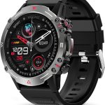 ساعة ذكية للرجال من كاروسكي، ساعة رياضية ذكية مع خاصية الاتصال بالبلوتوث وتتبع النشاط، مقاومة للماء متوافقة مع اجهزة اندرويد واي او اس، شاشة اموليد 1.43 انش للرجال