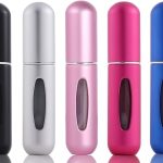 عبوة بخاخ عطر 5 قطع من سكاي تاتش: زجاجات بخاخ فارغة صغيرة محمولة قابلة لاعادة الملء، حافظة مضخة عطر للسفر والخروج (5 مل)