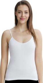 جوكي بلوزة بحمالات رفيعة مريحة وبسيطة للنساء 1487-0110-WHITE/M، ابيض