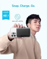⁦بطارية مغناطيسية من Anker Magnetic Power Bank 10K، تحتوي شاحن محمول لاسلكي، بطارية شحن سريع 20 واط مع USB-C متوافق مع Magsafe، iPhone 15/15 Plus/15 Pro/15 Pro Max، iPhone 14/13/12 Series⁩ - الصورة ⁦7⁩