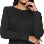ار اس تو اوتفبتس تيشيرت قطن سادة بقصة عادية واكمام طويلة ورقبة دائرية للنساء