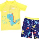 طقم سباحة للاولاد الصغار من ياجاتا - بدلة سباحة بتصميم ديناصور لطيف 2t 3t بدلة سباحة كحلي 6