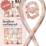 مجموعة ساتين هيتلس لتجعيد الشعر من كيتش - أسطوانات لتجعيد الشعر بدون حرارة وأسطوانات لف الشعر| أسطوانات لتجعيد الشعر أثناء النوم | شريط الرأس لتجعيد الشعر بدون حرارة، لون صن سيت تاي داي (سيمون)