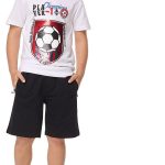 ار اند بي طقم تيشرت مزين بالترتر مع شورت للاولاد 125-0866KB321-1
