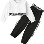 بيتوس لاين طقم ملابس للبنات مكون من قطعتين، بدلة رياضية قصيرة وسروال، 4 - 14 سنة