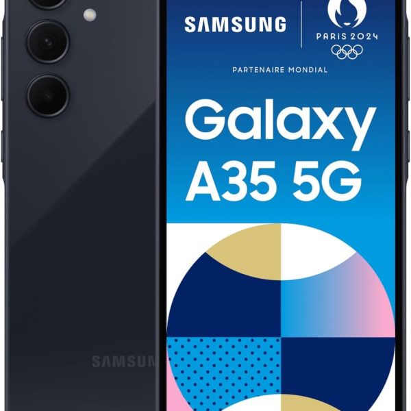 جوال سامسونج جالكسي ايه 35 الجيل الخامس 5G، ذاكرة تخزين 256GB، ذاكرة RAM 8GB، هاتف ذكي بنظام اندرويد، كحلي رائع (اصدار عالمي)