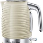 راسل هوبز غلاية كهربائية انسباير 24364، موزع مياه ساخن لاسلكي سعة 1.7 لتر مع كوب واحد سريع الغليان لمدة 45 ثانية، لون كريمي، 3000 واط