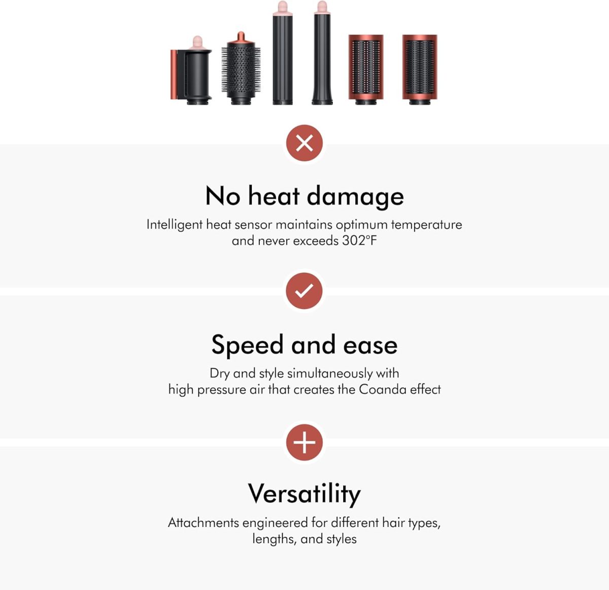⁦مصفف الشعر الطويل متعدد الاستخدامات من دايسون إصدار خاص Airwrap™ باللون البرونزي الفراولة والوردي الخوخي مع مشط لفك التشابك⁩ - الصورة ⁦6⁩
