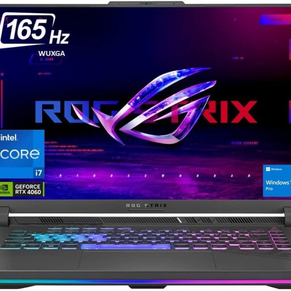 اسس لابتوب روج ستريكس G16 للالعاب، 16 انش WUXGA 165Hz، جيفورس RTX 4060 140 واط، الجيل 13 انتل 14-كور i7-13650HX، 64GB DDR5، 2TB PCIe SSD، ثاندربولت 4، 4 مناطق RGB، HDMI، RJ45، واي فاي 6E، ويندوز 11