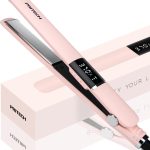 بريتيك مكواة مسطحة لفرد الشعر، مكواة مسطحة من التيتانيوم مع درجة حرارة قابلة للتعديل (300-450 درجة فهرنهايت)، لوحة 1 انش لجميع تصفيفات الشعر، مكواة فرد الشعر