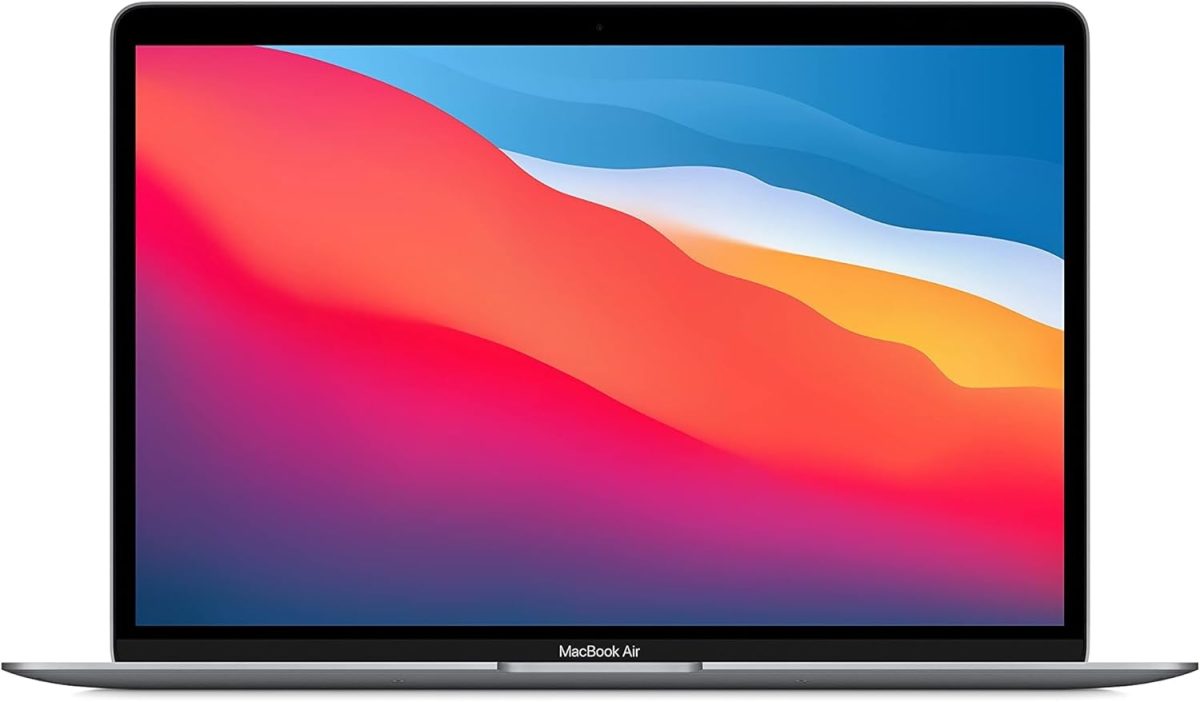 ابل لابتوب ماك بوك اير 2020: شريحة ابل M1، شاشة ريتينا 13 انش، ذاكرة RAM 8GB، تخزين SSD 256GB، كيبورد باضاءة خلفية، كاميرا فيس تايم HD، خاصية التعرف باللمس، يعمل مع ايفون/ايباد، رمادي فضائي؛ انجليزي