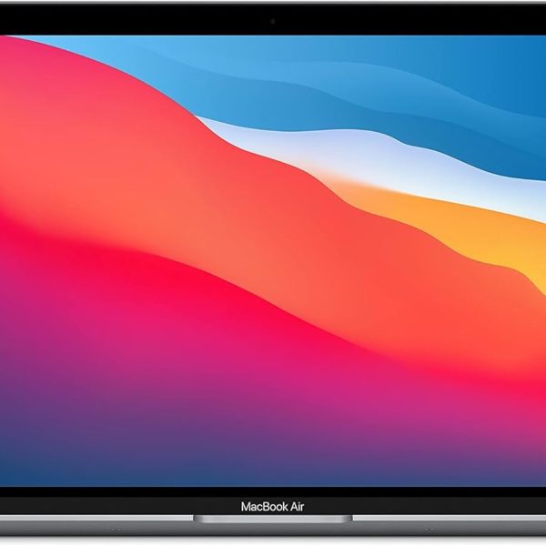 ابل لابتوب ماك بوك اير 2020: شريحة ابل M1، شاشة ريتينا 13 انش، ذاكرة RAM 8GB، تخزين SSD 256GB، كيبورد باضاءة خلفية، كاميرا فيس تايم HD، خاصية التعرف باللمس، يعمل مع ايفون/ايباد، رمادي فضائي؛ انجليزي