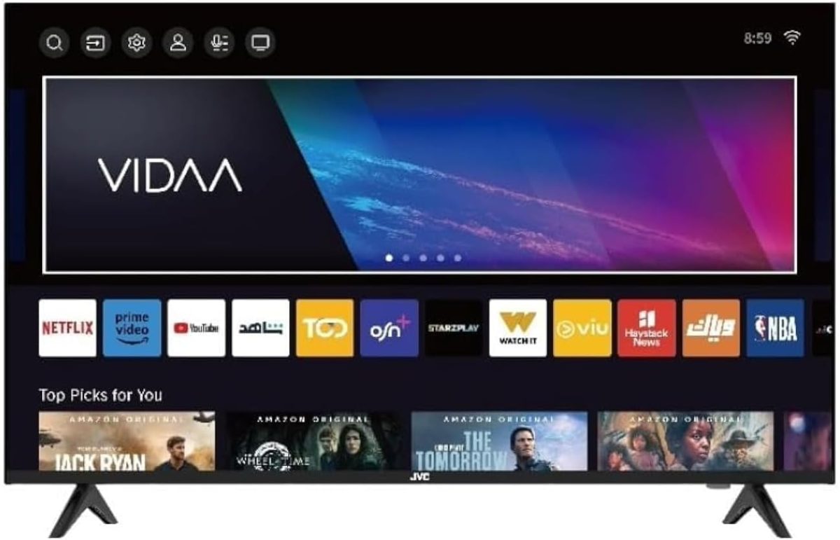 JVC تلفزيون ذكي 50 بوصة بدون حواف 4K UHD - موديل جديد 2024 مع ماوس هوائي صوتي وبلوتوث وصوت دولبي LT-50N7105V