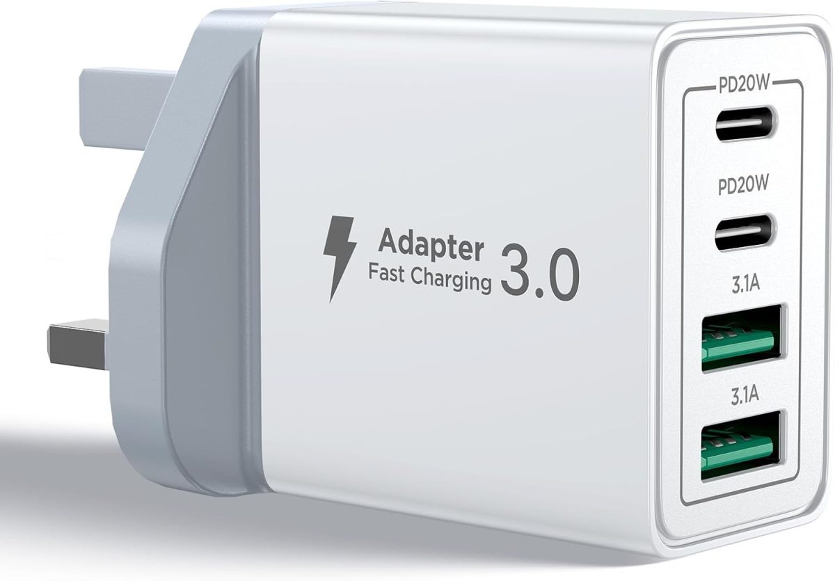 اييونوس شاحن USB C PD 40 واط 4 منافذ ايفون محول شاحن سريع متعدد النوع C شاحن حائط USB لايفون 16 15 14 13، ايباد برو/اير، جالكسي S24 S23 S22، ماك بوك برو/اير، لابتوب ديل اتش بي