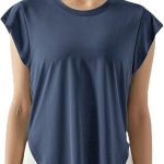 تي شيرت رياضي للنساء - بلوزة يوجا باكمام قصيرة لصالة الالعاب الرياضية والتمارين الرياضية والجري