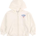 OVS سويت شيرت للبنات 001613486-ابيض بسحاب كامل مع غطاء رأس ميني وميكي ماوس، 30-36 شهر، ابيض