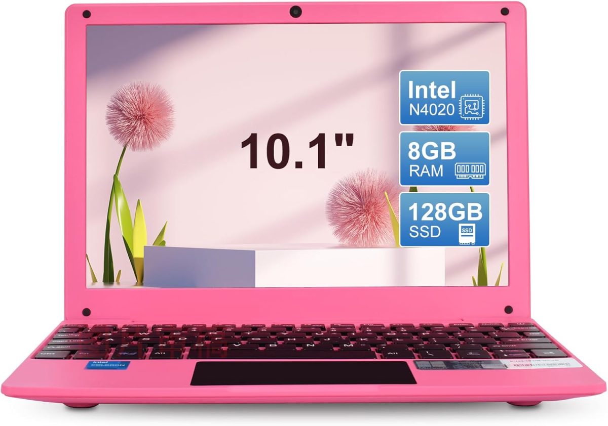 لابتوب تعليمي صغير محمول مع معالج انتل سيليرون N4020 وذاكرة RAM 8GB وSSD 128GB وشاشة HD IPS للتعلم والعمل المكتبي من زاوهويكسين (زهري، 8GB+128GB)