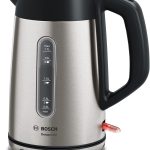 بوش غلاية ديزاين لاين، ميزة امان ثلاثية، فلتر الترسبات الكلسية، ستانلس ستيل، TWK4P440GB، ضمان لمدة عام من الشركة المصنعة