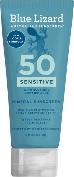 BLUE LIZARD Sensitive Mineral Sunscreen ââ‚¬â€œ No Chemical Actives ââ‚¬â€œ SPF 50+ UVA/UVB Protection, 3 Ounce Tube
