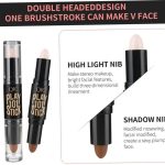 عبوة واحدة من قلم تحديد الوجه المزدوج للبرونزر وهايلايتر لمكياج الوجه لتأثير ثلاثي الابعاد رقم 2 مفيد ومبدع