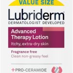 لوبريديرم لوشن مرطب لليدين والجسم خالي من العطور + برو سيراميد مع فيتامينات E وبرو فيتامين B5، ترطيب مكثف للبشرة المصابة بالحكة والجافة للغاية، غير دهني، 32 اونصة سائلة اوز