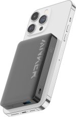 بطارية مغناطيسية من Anker Magnetic Power Bank 10K، تحتوي شاحن محمول لاسلكي، بطارية شحن سريع 20 واط مع USB-C متوافق مع Magsafe، iPhone 15/15 Plus/15 Pro/15 Pro Max، iPhone 14/13/12 Series