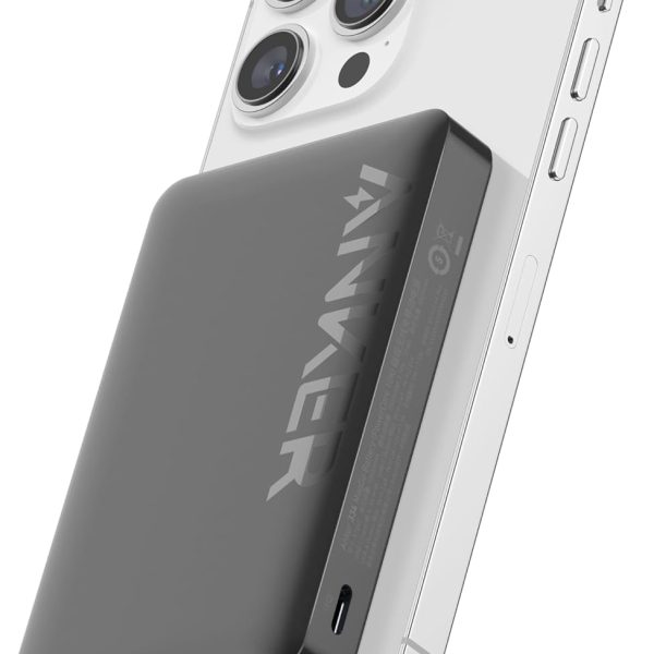بطارية مغناطيسية من Anker Magnetic Power Bank 10K، تحتوي شاحن محمول لاسلكي، بطارية شحن سريع 20 واط مع USB-C متوافق مع Magsafe، iPhone 15/15 Plus/15 Pro/15 Pro Max، iPhone 14/13/12 Series