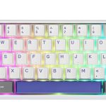 ايبوميكر كيبورد مغناطيسي سلكي 60% من اولا WIN60 HE مع تشغيل قابل للتعديل، معدل اقتراع 8000 هرتز، مفاتيح تاثيرات القاعة، تبديل سريع، لالعاب اف بي اس (رمادي وابيض وازرق)