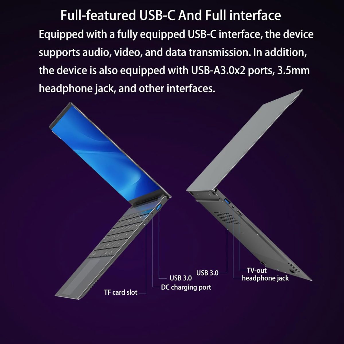 ⁦Morostron 15.6 Inch Touch Laptop with Full Metal Housing High-End 16GB DDR4+512GB SSD, Quad-Core N95 3.4GHz Processor, 1920×1080 Full HD IPS Screen⁩ - الصورة ⁦6⁩