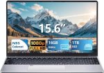 لابتوب العاب 15.6 انش، معالج N95 (حتى 3.4GHz) شاشة 1920×1080 FHD IPS، لابتوب 16GB DDR4 1TB SSD 180 درجة زاوية مفتوحة 180 درجة بصمة الاصبع كيبورد باضاءة خلفية واي فاي 5 لطلاب الاعمال