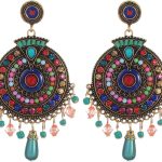 مجوهرات بوهيميا اقراط متعددة الالوان للبنات والنساء، من يو بيلا