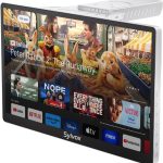 تلفزيون مطبخ 15.6 انش من سيلفوكس، تلفزيون ذكي صغير 1080P FHD قابل للطي والدوران، تلفزيون جوجل ذكي مدمج كروم كاست مساعد صوتي مزدوج مكبرات صوت مزدوجة، تلفزيون قابل للطي تحت الخزانة للمطبخ، كامبرفان