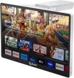 تلفزيون مطبخ 15.6 انش من سيلفوكس، تلفزيون ذكي صغير 1080P FHD قابل للطي والدوران، تلفزيون جوجل ذكي مدمج كروم كاست مساعد صوتي مزدوج مكبرات صوت مزدوجة، تلفزيون قابل للطي تحت الخزانة للمطبخ، كامبرفان