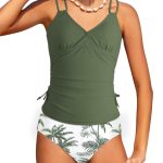 طقم بيكيني للبنات مكون من قطعتين بطبعة استوائية واشرطة قابلة للتعديل من جيه ار بي بازي، مقاس 7-16T