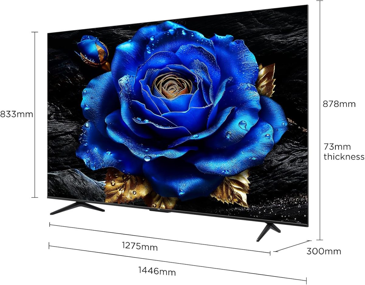 ⁦TCL تلفزيون ذكي 65 بوصة 4K QLED ملون كوانتوم كريستال HDR 10+ للالعاب، جوجل تي في ودولبي فيجن اتموس ودي تي اس فيرتشوال اكس وام ام ام سي وتحكم صوتي جيم ماستر بتصميم نحيف - 65T6C (موديل 2025)⁩ - الصورة ⁦3⁩