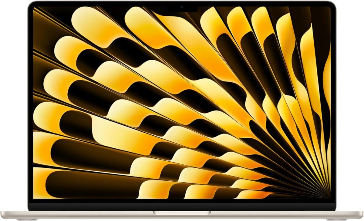 MacBook Air موديل 2024 من Apple (مقاس 15 إنش، شريحة Apple M3 بوحدة معالجة مركزية ثمانية النوى ووحدة معالجة رسومات غرافيك مع 10 نوى، ذاكرة موحدة 16GB‏، 256GB) - ضوء النجوم؛ العربية/الإنجليزية