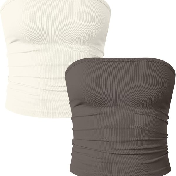 Women's Tube Top Short Top Sleeveless Tube Top Solid Top Women's Summer Fashion Slim Shirt Strapless Casual Vest Strapless Sleeveless Suitable for Daily Life Travel and Vacation
