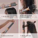 ⁦مصفف الشعر الطويل متعدد الاستخدامات من دايسون إصدار خاص Airwrap™ باللون البرونزي الفراولة والوردي الخوخي مع مشط لفك التشابك⁩ - الصورة ⁦9⁩
