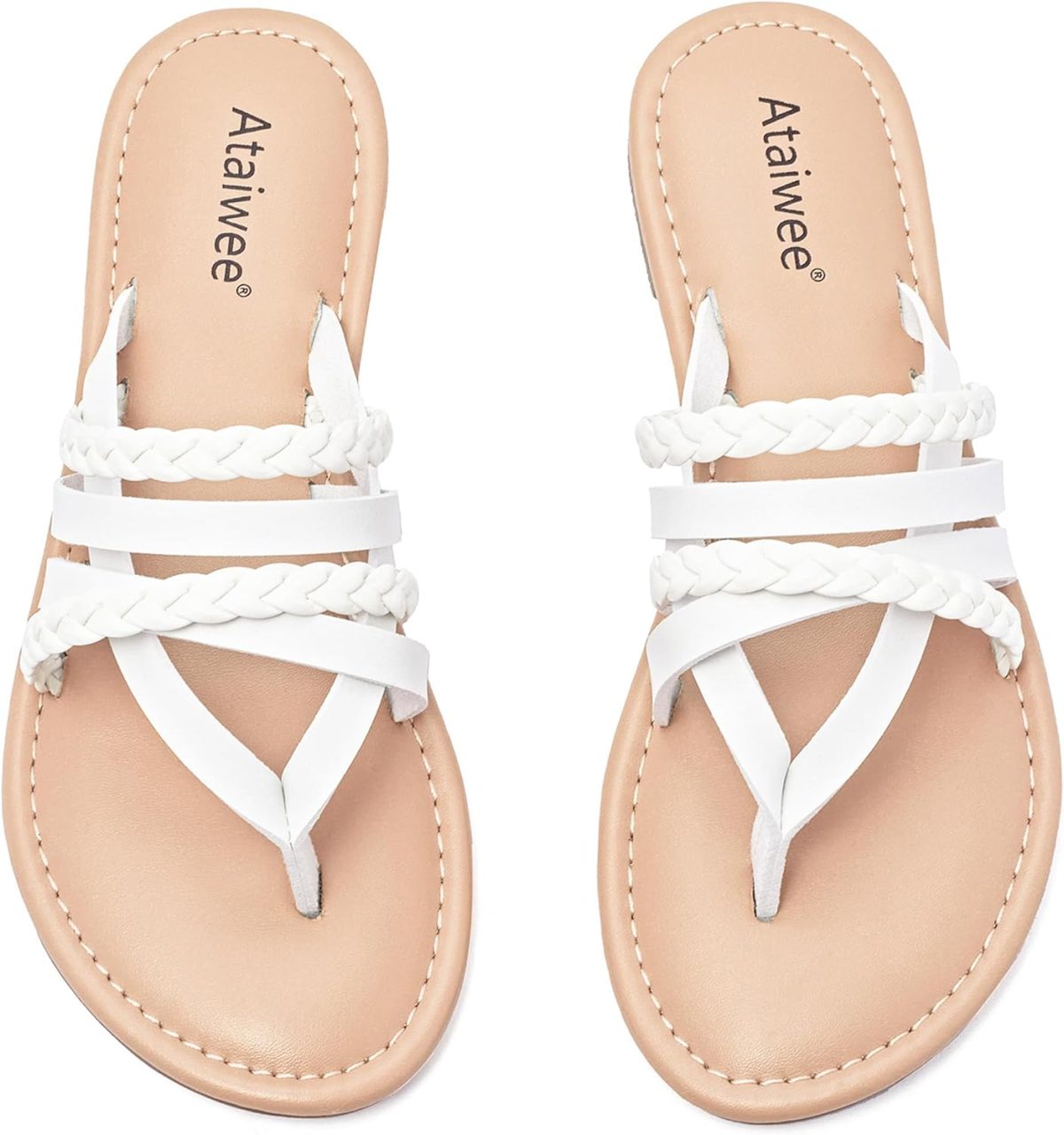 Ataiwee Women's Flat Slide Sandals - Comfortable, Casual Slip-on Soft Summer Flat Sandals.