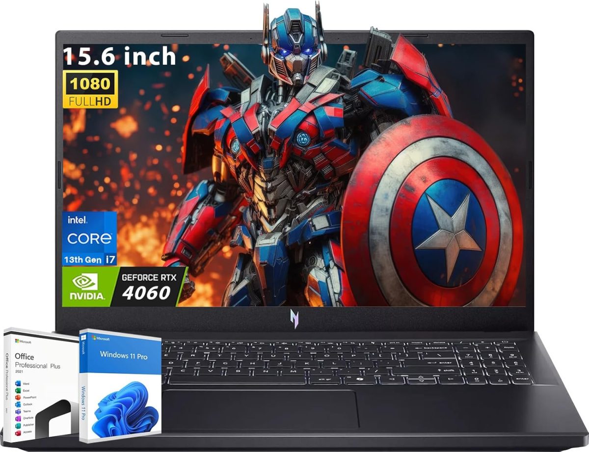 ايسر لابتوب العاب نيترو في 15 بشاشة 15.6 انش FHD 144Hz ومعالج انتل كور i7 13600H الجيل 13 وانفيديا جيفورس RTX 4060 وذاكرة RAM DDR5 32GB وSSD 1TB وواي فاي 6 وبلوتوث ومايكروسوفت اوفيس مرخصة مدى الحياة