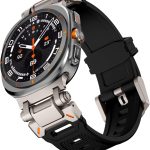 سوار رياضي متوافق مع ساعة جالكسي الترا 47 ملم للرجال، سوار رياضي بتصميم درع متين، سوار مطاطي من السيليكون مع موصل معدني من الستانلس ستيل، سوار عسكري متين لساعة جالكسي 7 الترا