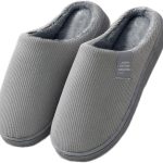 شبشب منزلي من القطن للبالغين من الجنسين من سيسويم، شبشب منزلي مريح مضاد للانزلاق للاستخدام الداخلي والخارجي (اللون: رمادي، المقاس: 44/45 EU)