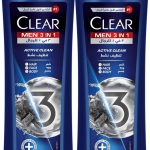 شامبو العناية الكاملة 3 في 1 للرجال من كلير، شامبو للشعر والوجه والجسم بالفحم المنشط لشعر خال من القشرة بنسبة 100% لترطيب البشرة، 400 مل، عبوة من قطعتين، ابيض