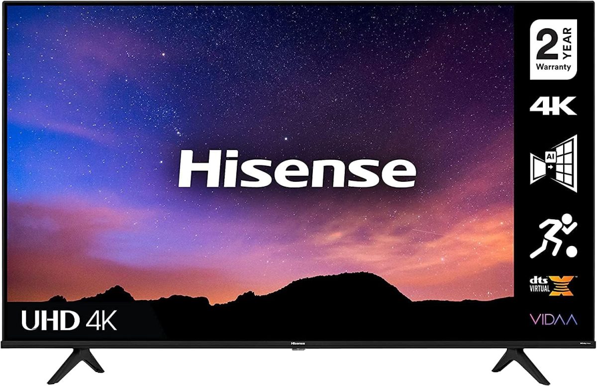 هايسينس تلفزيون ذكي 4 كيه الترا اتش دي 43 بوصة بتقنية دولبي فيجن HDR ودي تي اس فيرتشوال اكس ويوتيوب ونتفليكس فري فيو بلاي واليكسا مدمج، بلوتوث وواي فاي، اسود موديل 43A61GTUK - ضمان كامل لمدة عام