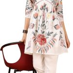 وامنيستا طقم تطريز واسع متعدد الخيوط للنساء بلون اوف وايت