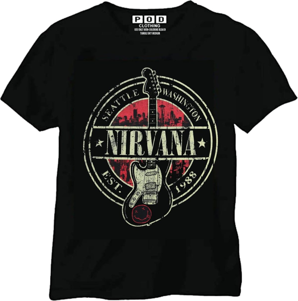 تي شيرت POD Clothing Nirvana Design T Rock star Music Hardrock تي شيرت للرجال