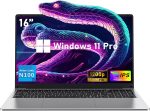 لابتوب نيكون 16 انش للالعاب | ذاكرة RAM 16GB وSSD 512GB | معالج N100 الجيل 12 | FHD 1920×1080 | فتحة زاوية 180 | كيبورد باضاءة خلفية | ويندوز 11
